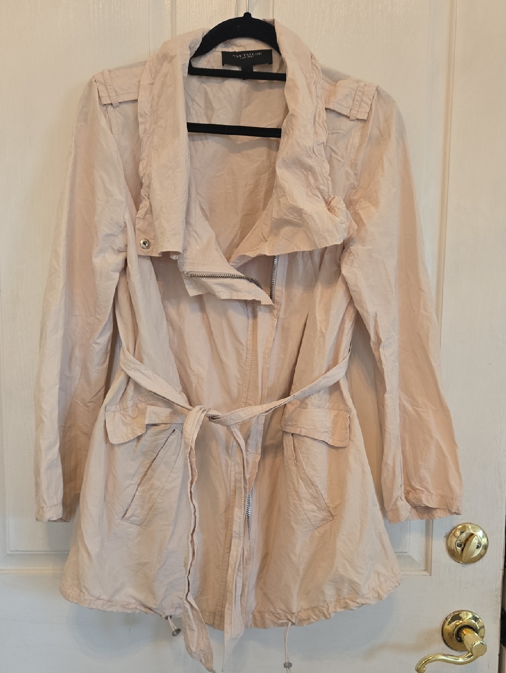 Ann Taylor Blush Pink Trench Coat with Waist Tie